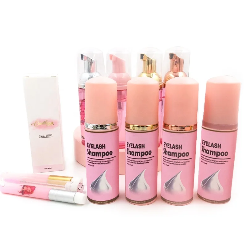 

Own Brand  Bottle Lash Foam Cleanser Lash Bath Brush Set For Deep Cleaning Eyelash Extensions, White or transparent