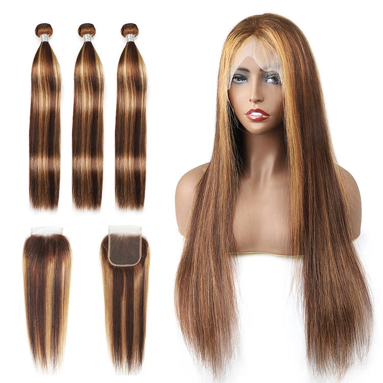 

Yalaiyue Straight Hair 130% Density 4*4 HD Lace Front Free Shipping 12A Grade P4/27 Raw Wholesale Virgin Wig