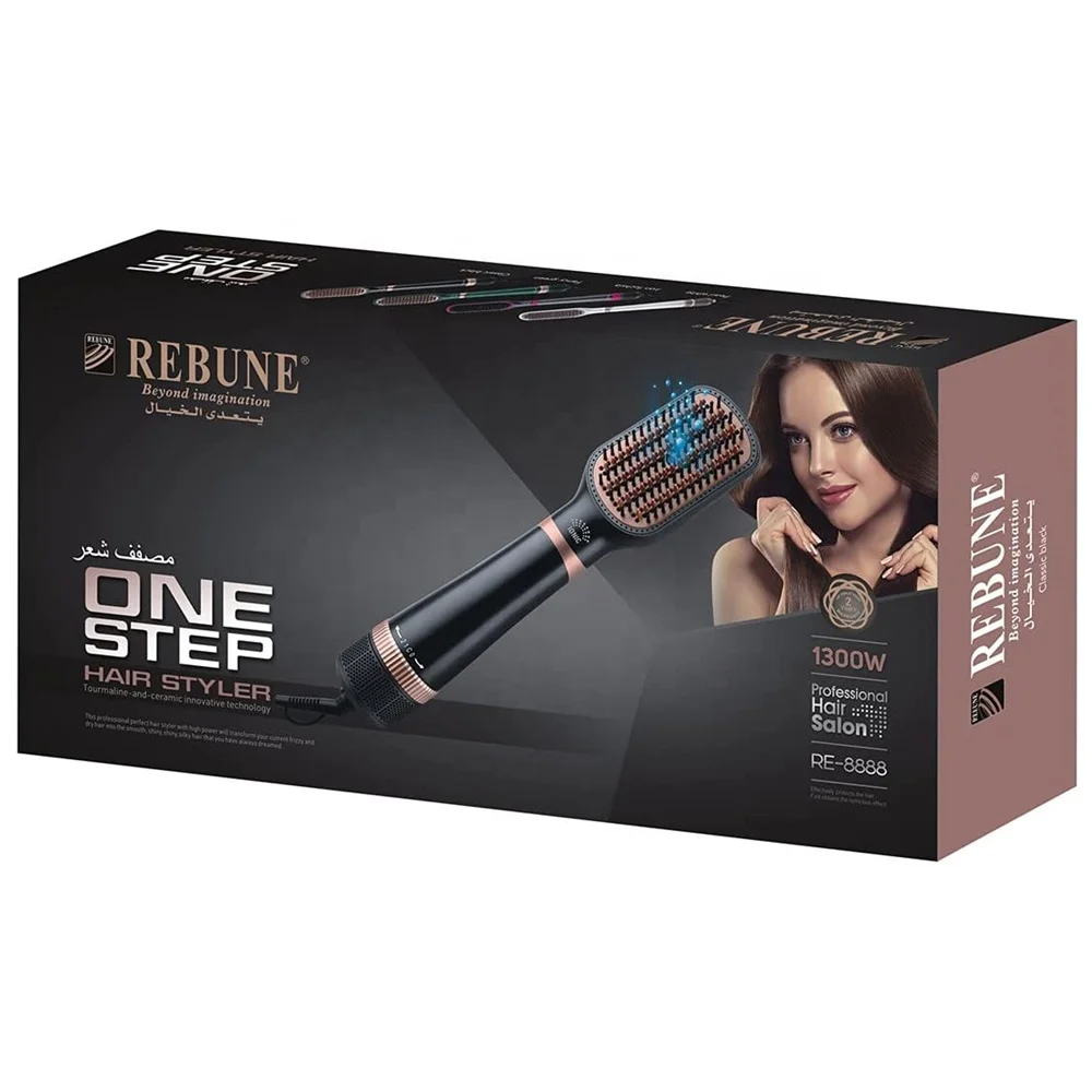 

REBUNE RE-8888 1300W New Hair Styler One-Step Hot Air Styler Negative Ionic Electric Hair Dryer & Curler Straightener Brush