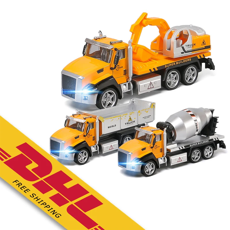 

1:42 Engineering Truck Models Alloy Car Model Dump Truck Excavator Concrete Mixer Light Sounds Toy Vehicles for Kids Gift