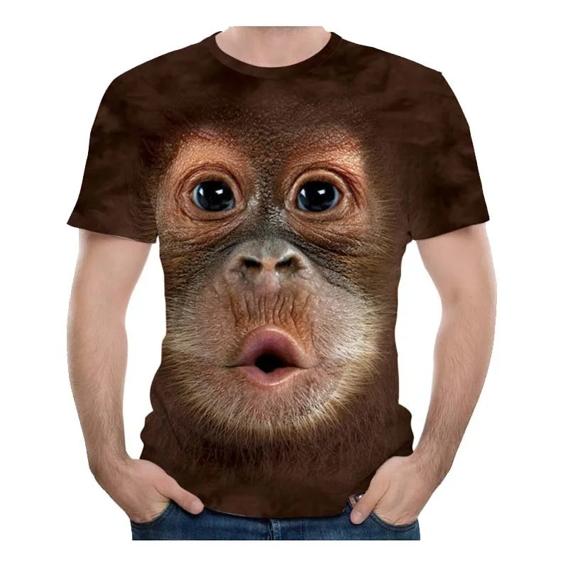 

Fancy Men's T-shirt Animal 3d Monkey Face Digital Printed T-shirt For Women 2020