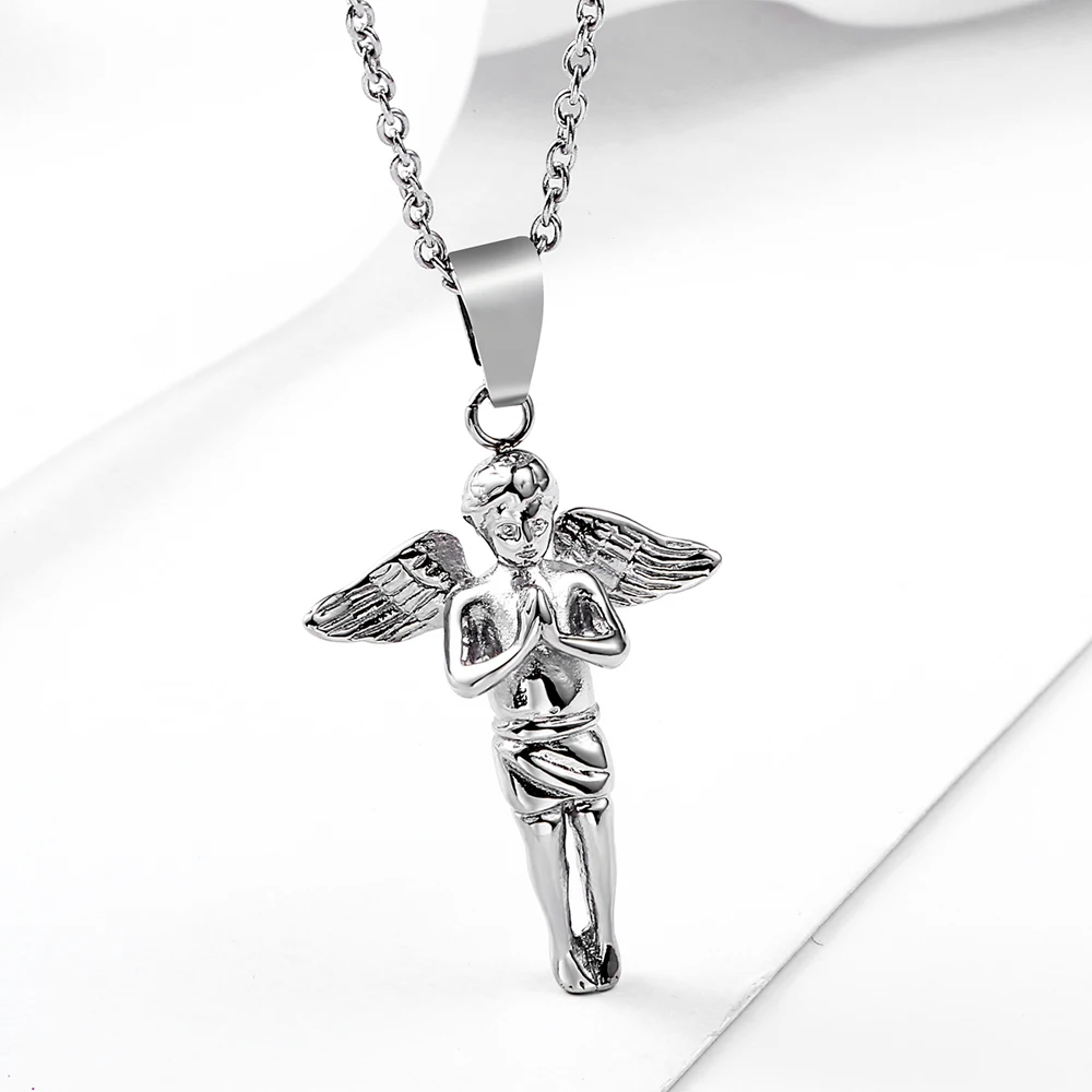

Stainless Steel Jewelry Religious Series Baby Letter Angle Angel Wings Pendant Small For Men Women Bijoux Femme
