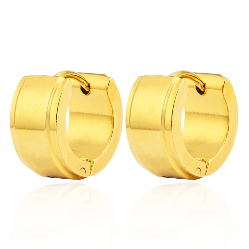 

HOT Stainless Steel Jewelry 4*9 7*9 Huggie Earrings Factory Wholesale Bare Body Polished Earring For Women Jewelry, Gold rose gold silver