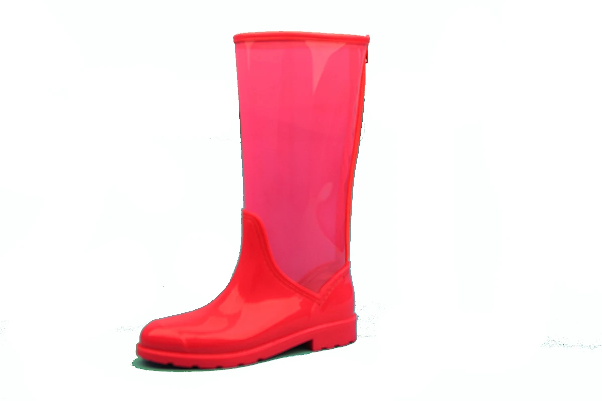 
ladies lovely transparent colorful pvc raining long rain wellies wellington boots for women 
