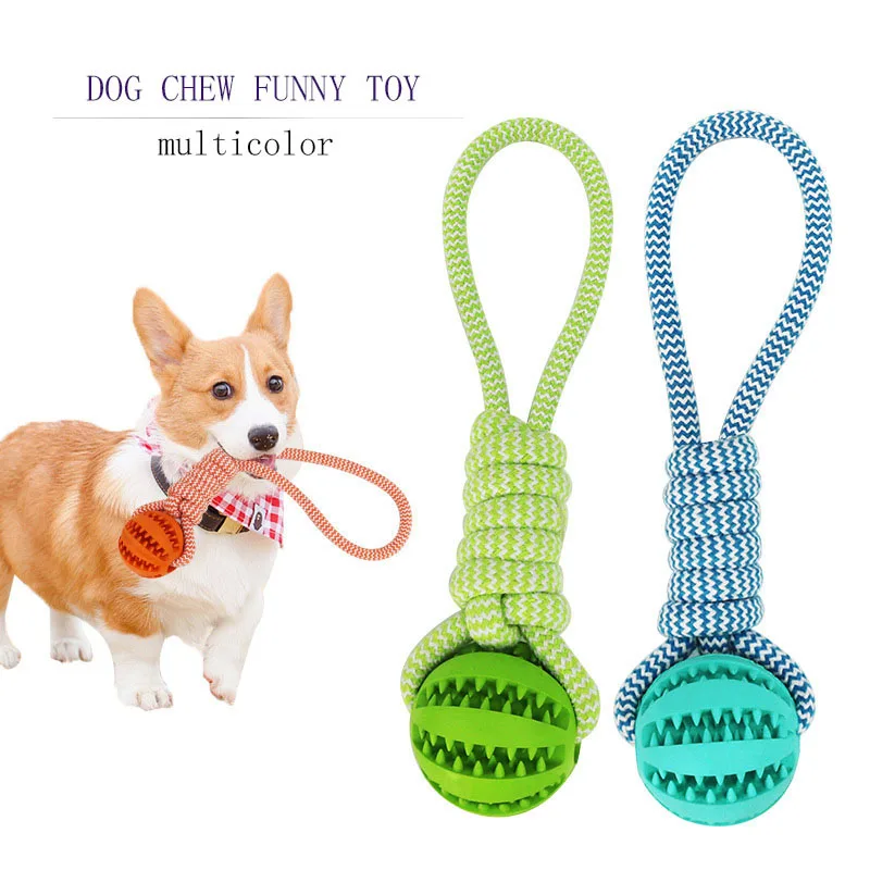 

Interactive Rubber Pet Feeder Ball Durable Tooth Clean Dog Chew Toy with or without Robe, Picture