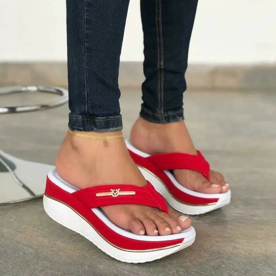 

2021wish new summer thick-soled casual slope with flip flops plus size women's sandals