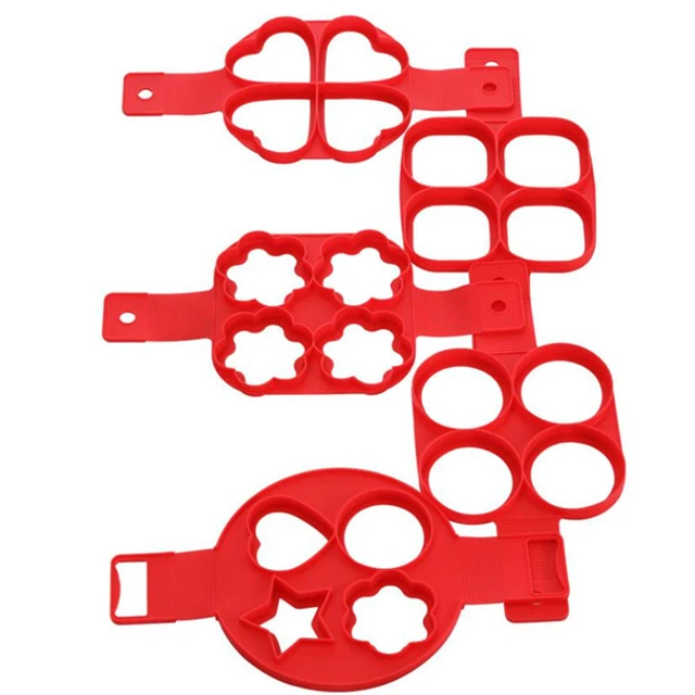 

4-hole Silicone Omelette Maker Pancake Ring Nonstick Kitchen Accessories, As show