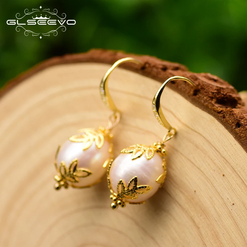 

Natural Fresh Water White Baroque Pearl Earrings For Women Wedding Handmade Earrings Silver 925 Jewelry earrings wholesale