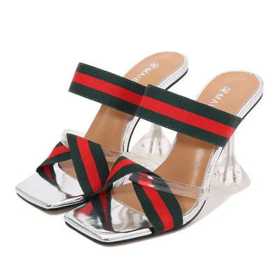 

Factory direct sale transparent open toe high heels comfortable plus size sandals for women