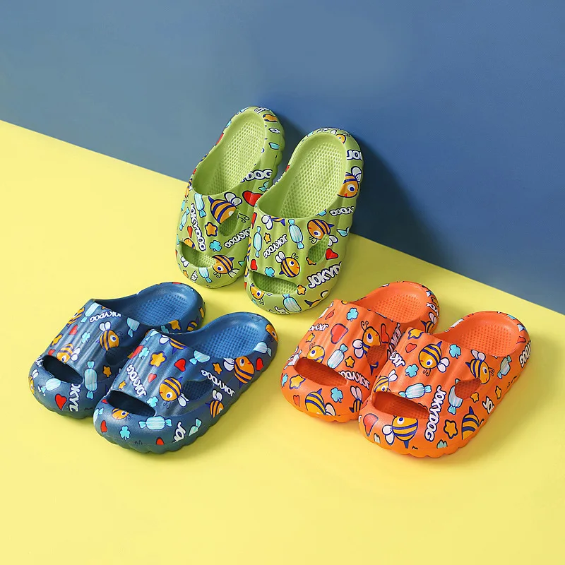 

Summer Children Shoes Premium Printed Beach Slides Baby Sandals for Boys and Girls, Yellow, green, orange, pink, sapphire blue