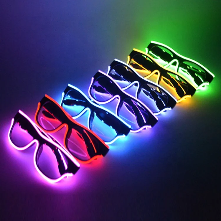 
Wireless Light Up Flashing LED Neon Rave Glasses Glow In Dark El Wire Sunglasses 