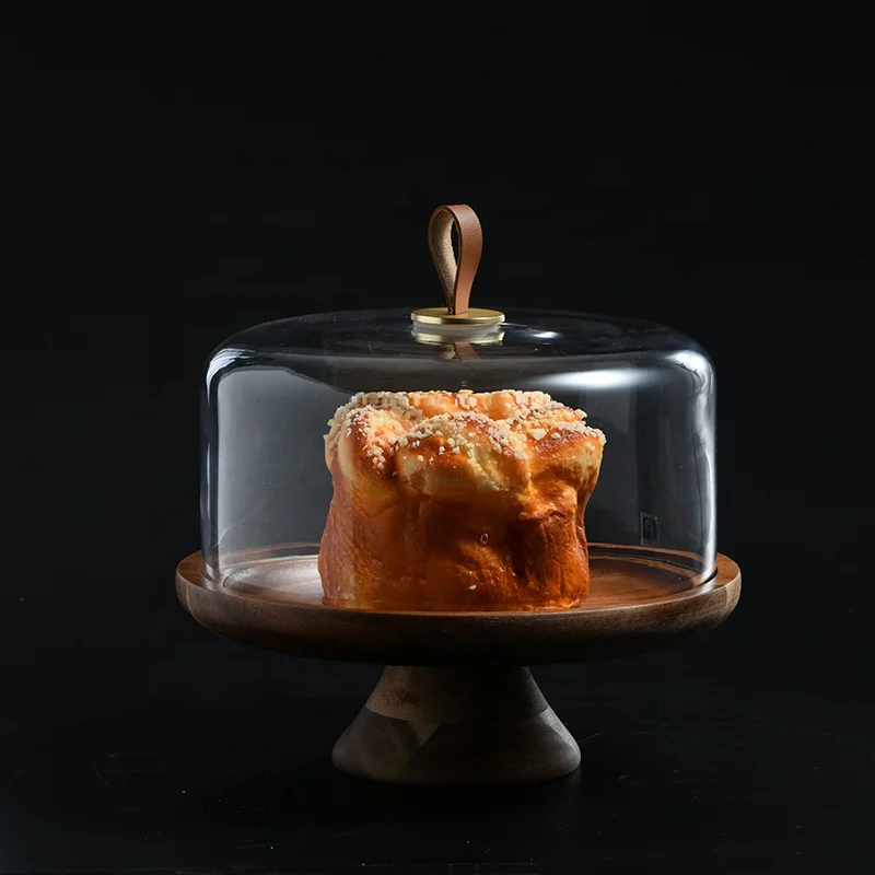 

Best selling household wooden cake stand transparent dessert table tray cake stand