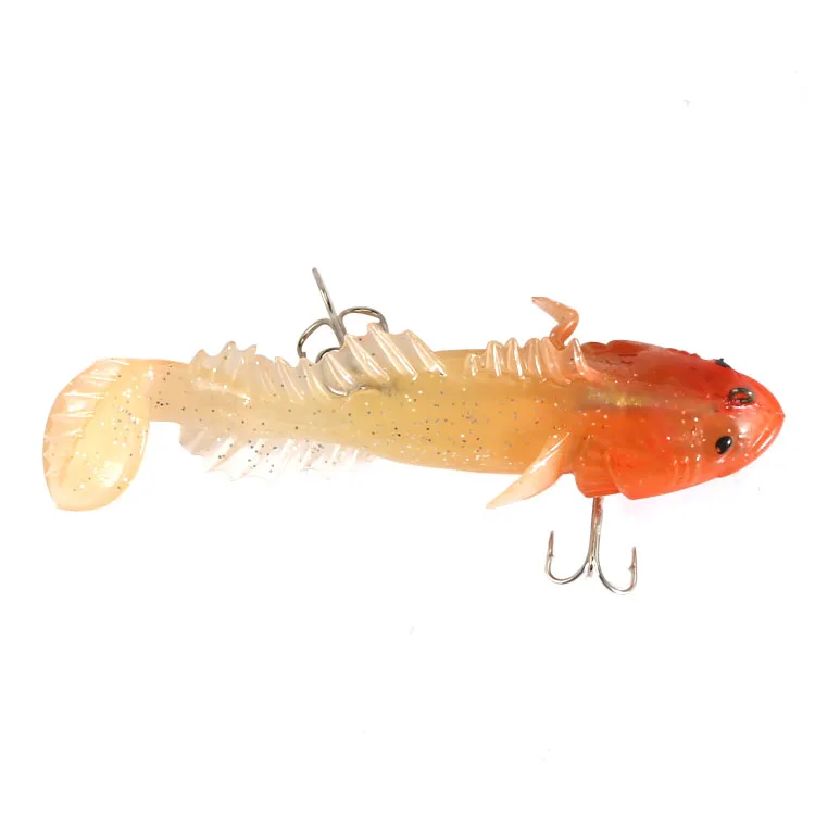

Newbility 11cm 40g Lead Weights Insert Treble Hooks Swim Fish Like Soft Plastic Bait, Shading orange