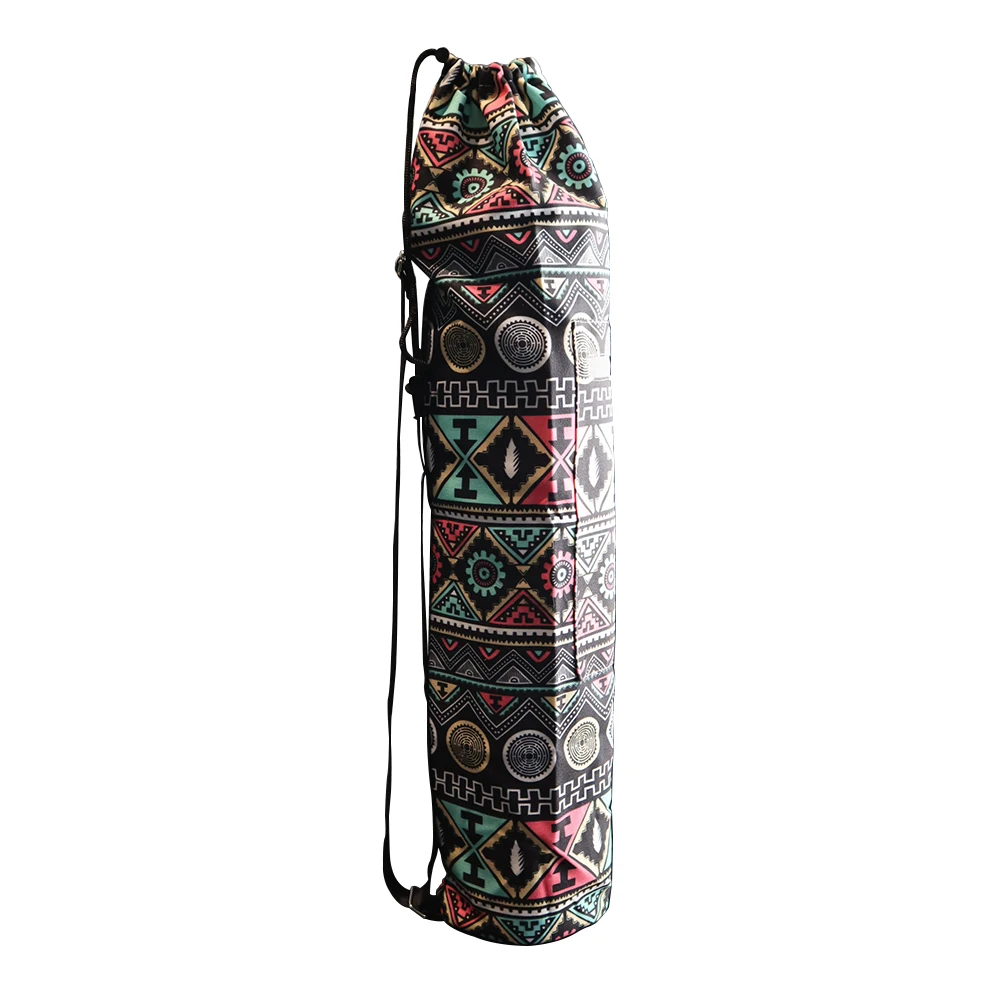 

Wholesale Eco-friendly Cotton Canvas YOGA Mat Carrying Pack Reinforce Handle Sling Yoga Bag with Customized Logo