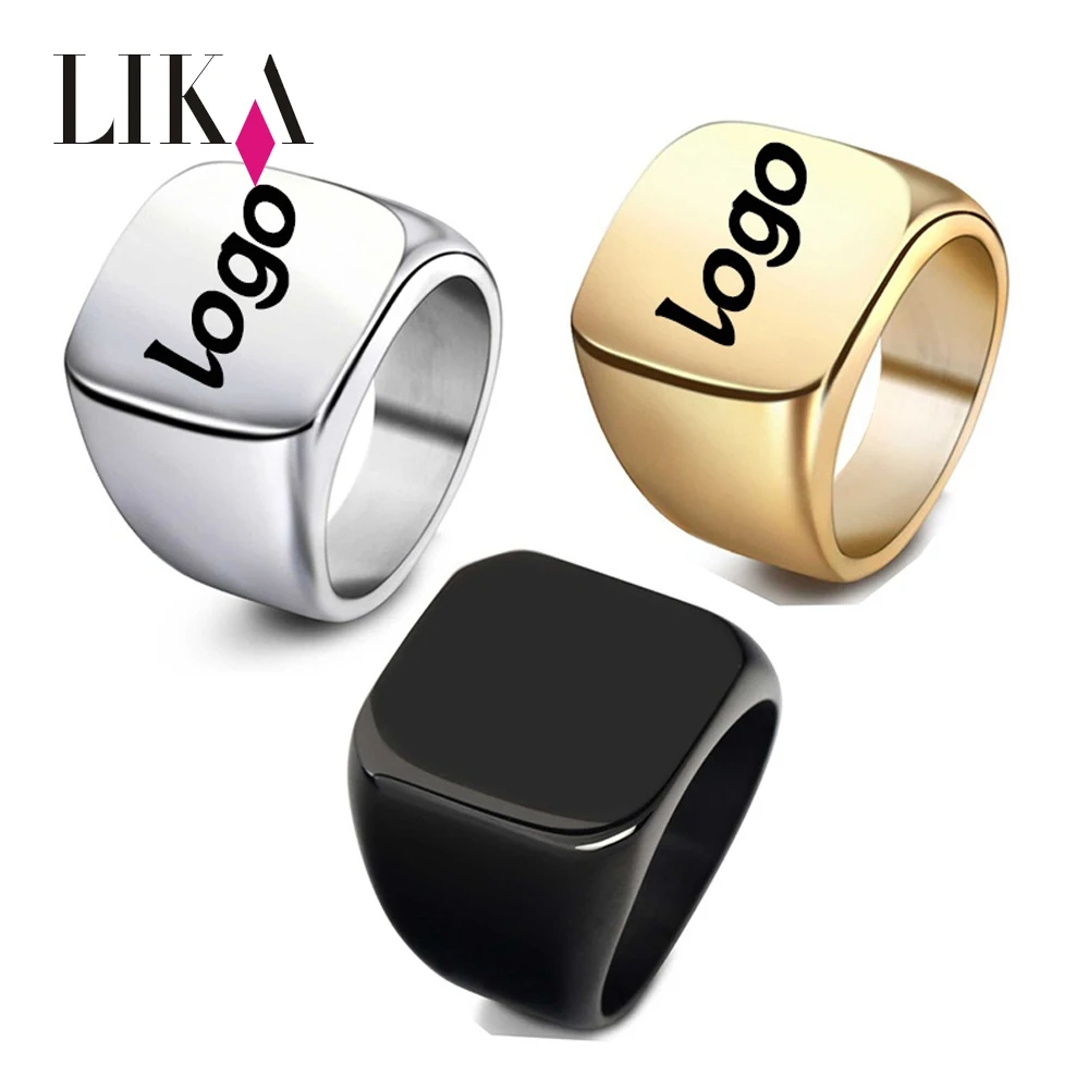 

LIKA 316L Men Metal Ring Blanks Latest Gold Plated Finger Ring Designs Fashion Military Simple Silver Stainless Steel Ring