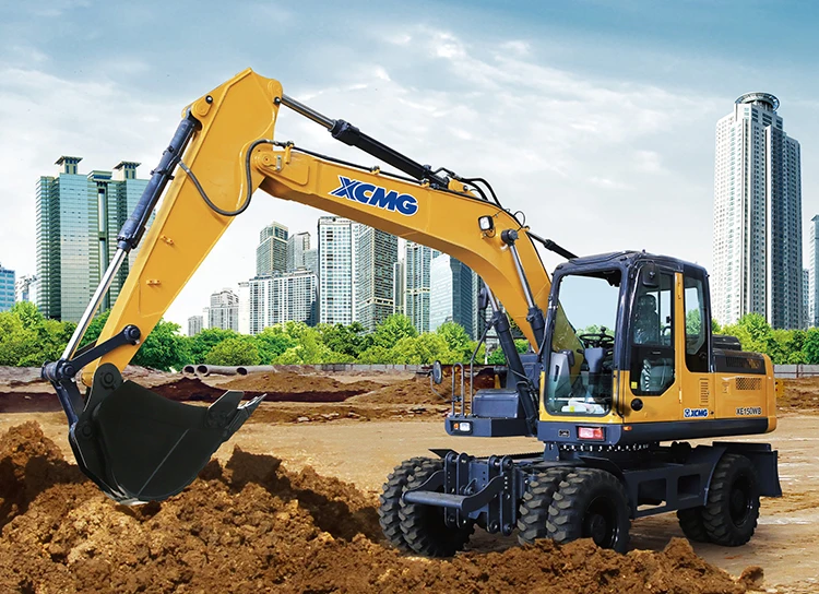 
XCMG Official XE150WB Wheel Excavator 15 Ton Hydraulic Mini Digger Wheel Excavator Price 
