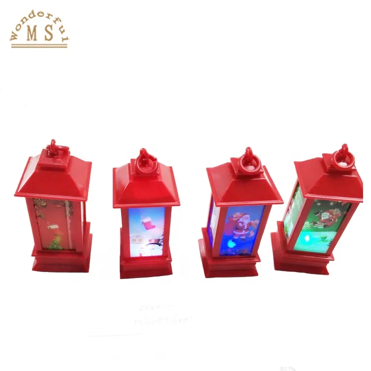 5Units Hot Sell Plastic Led Lantern With Christmas Ornament Led light Plastic Christmas Party Gift Season Holiday Promotion Gif
