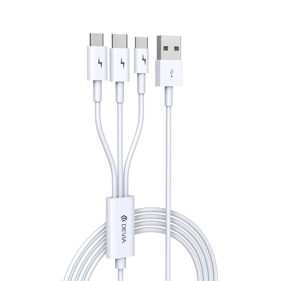 

Devia data cable USB 3 in 1 multiple micro USB fast charging data transfer line, White