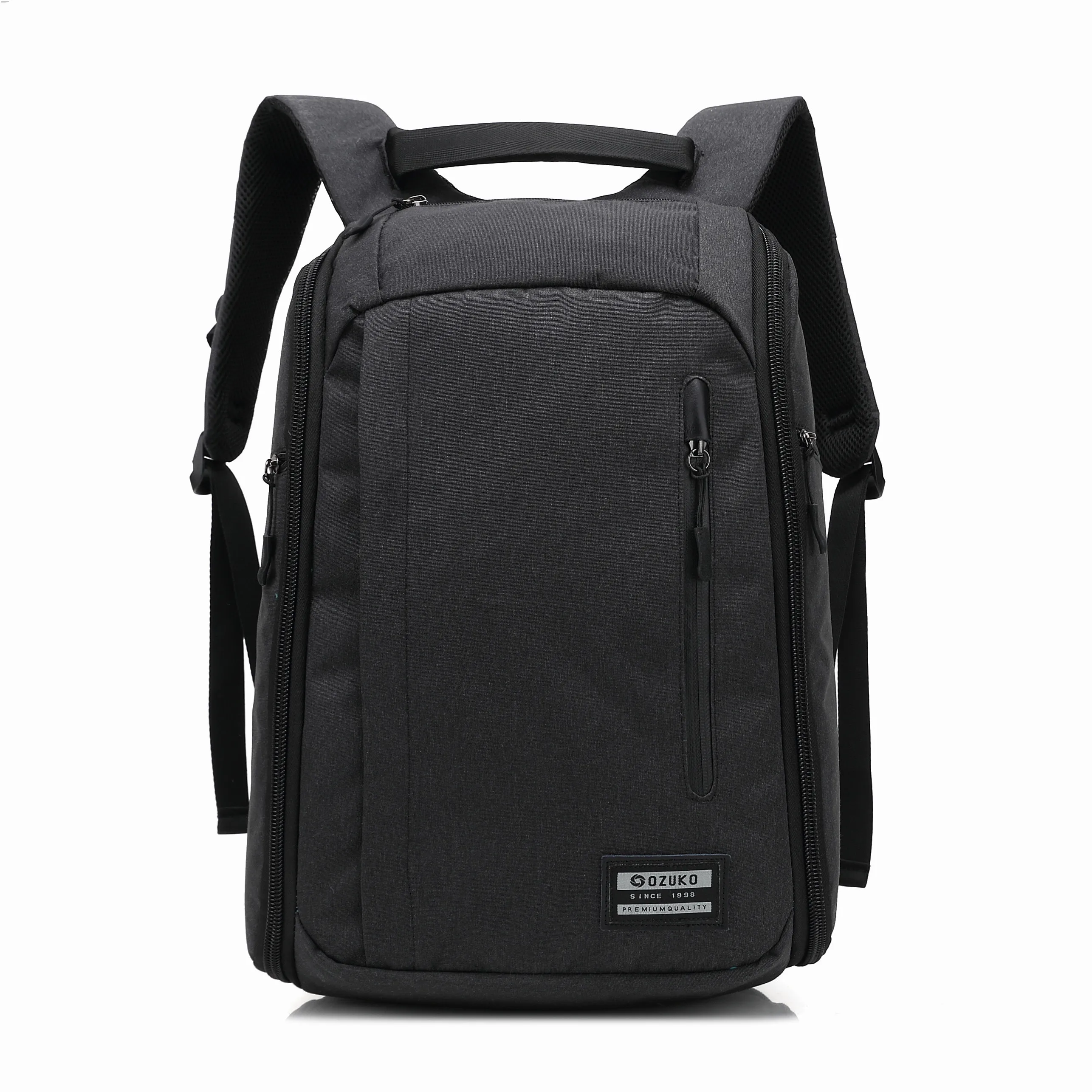 

2021 Ozuko New Tour Bag Shoulder Rolltop Rucksack Mens Large Capacity Laptop Travel Backpack, Black/blue/grey