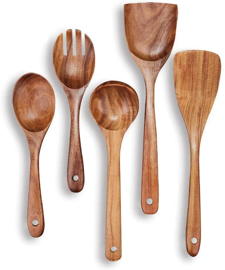 natural teak wood utensils