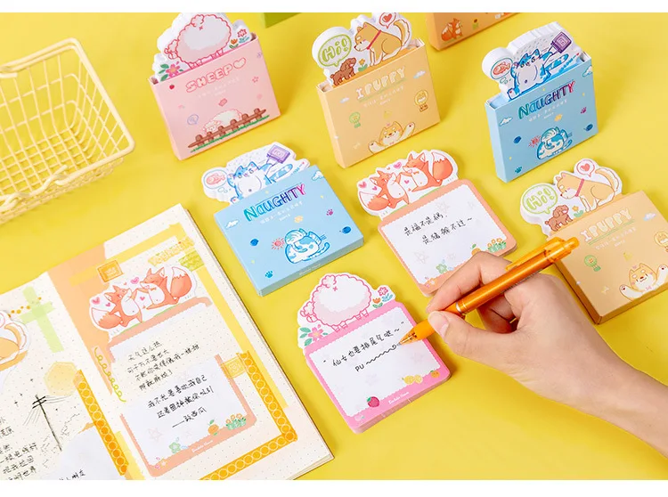 School Creative Self-adhesive Sticky Note Book Cartoon Animal Shaped ...