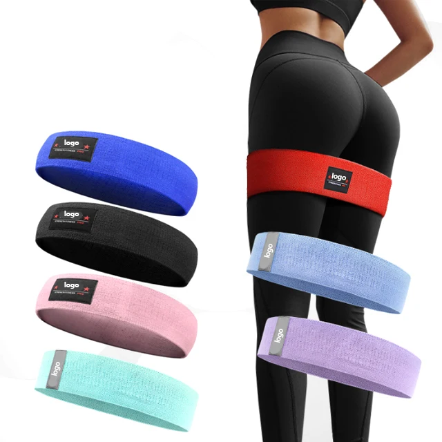 

Custom logo elastic hip fabric loop fitness non-slip resistance bands for yoga, Black/red/blue/pink/light blue/light purple/brilliant blue