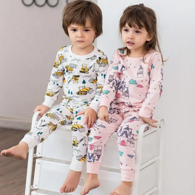100% Cotton Christmas Gift Cartoon Girls Kids Pajamas Sets 2019 Hotsale Custom Spring Autumn Kids Cotton Sleepwear
