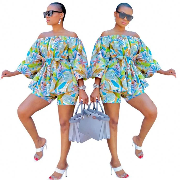 

Floral New Products 2020 Woman 2 Piece Short Set Outfits 2 Piece Set Women Shorts