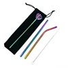 Color Changing Serving Stainless Steel Straw and Heart-shaped Straw Spoon Set with brush