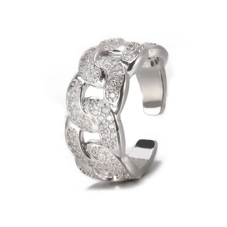 

Punk 8mm Solid Cuban Link Gemstone Ring for Men 18k Gold