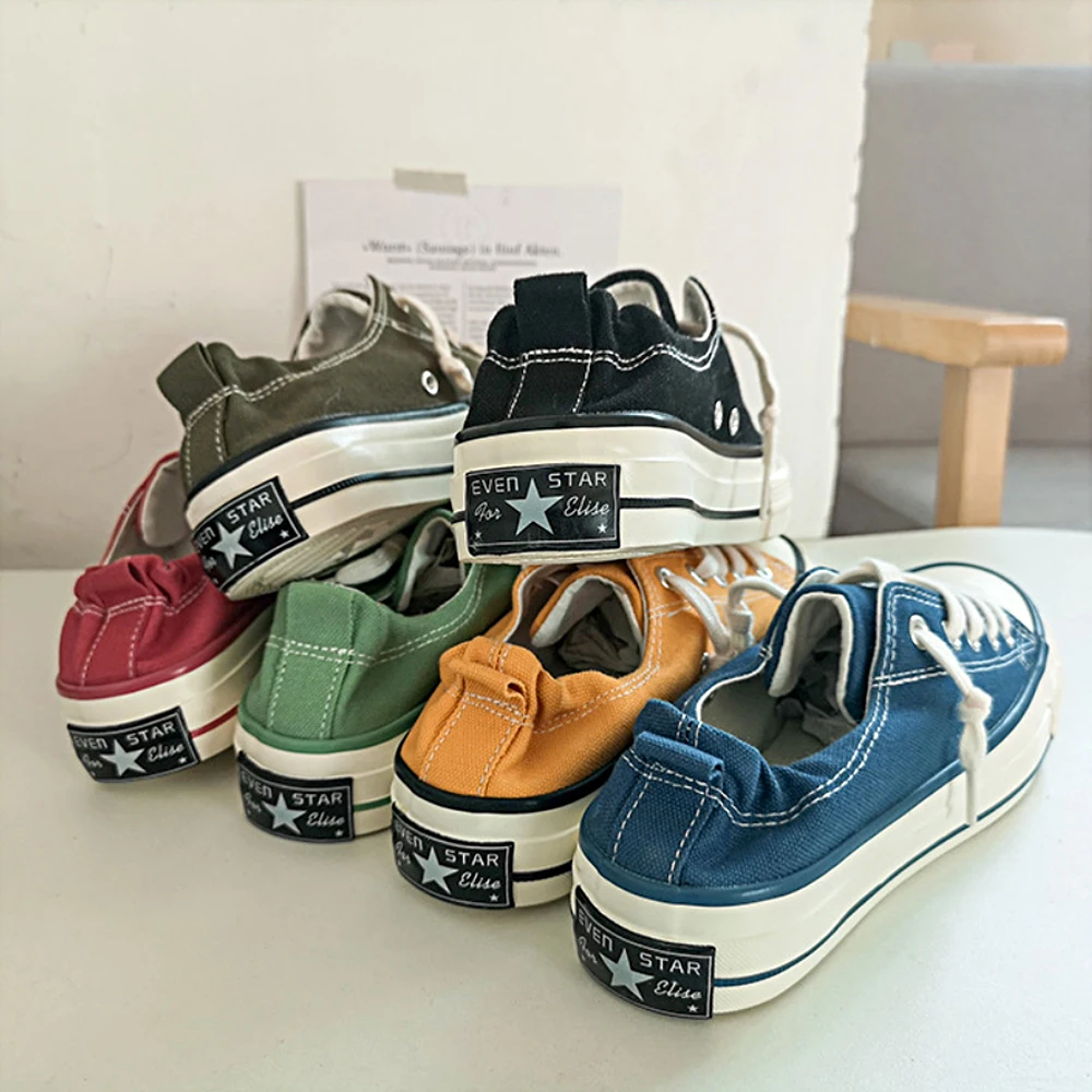 

Women Men Sneakers Slip on Casual Shoes Chaussures Femme Vulcanized Canvas Shoes, 5 colors