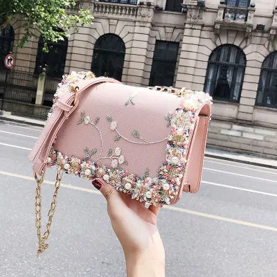 

2021 Wholesale small square flower shoulder handbags for women shoulder bag and purses, 3 colors for your chioce