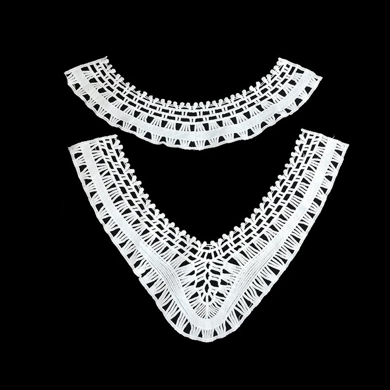 

Factory price stock cording collar applique neck lace cuello de encaje bordado guipure emboridery lace collar, Color can be customized