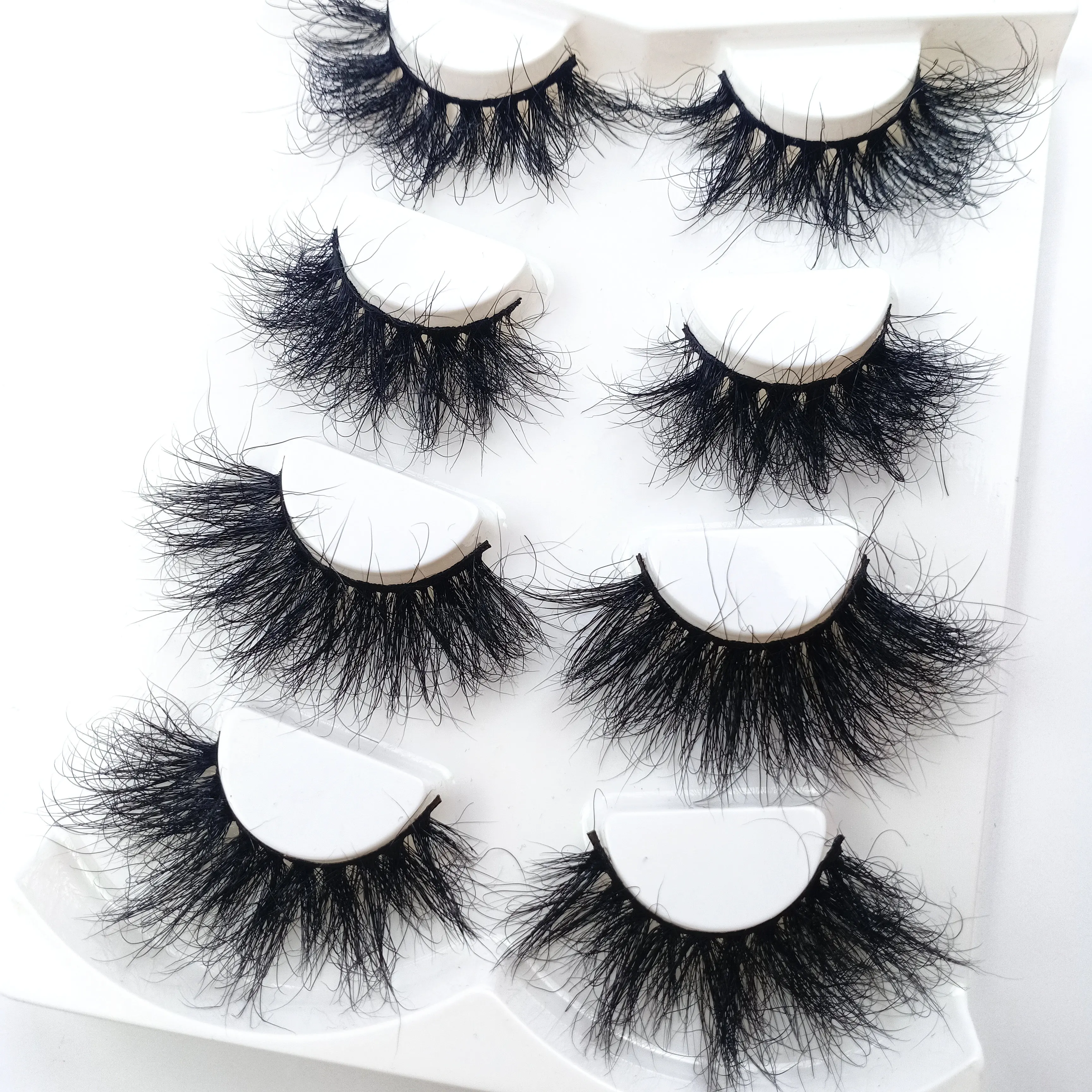 

Wholesale Dramatic 3D 25mm Real Mink Eyelash Vendor Customized Boxes Packaging Cases Fluffy 5D Mink Eyelashes, Black