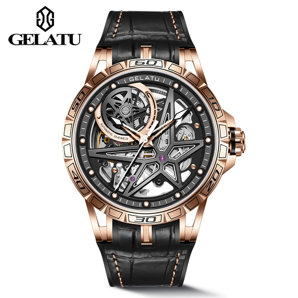 

GELATU 6009 Quality Mechanical Chronograph Luxury Mens Date 5 Atm Solid 316l Stainless Steel Water Resistant Waterproof Watches