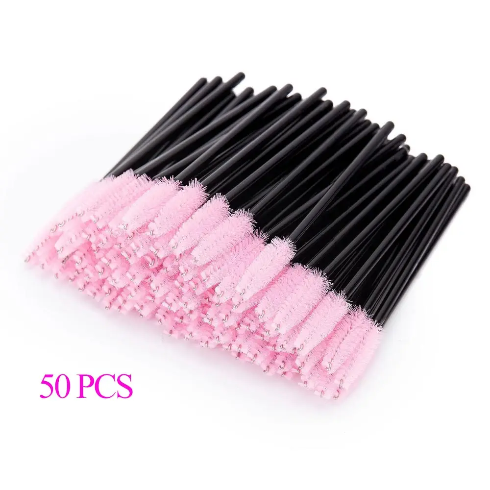 

2/50Pcs Make Up Eyelash Brush Disposable Mascara Wands Applicator Eye lashes Cosmetic Brushes maquillaje For Makeup Tool, Pink/blue/black/red/yellow