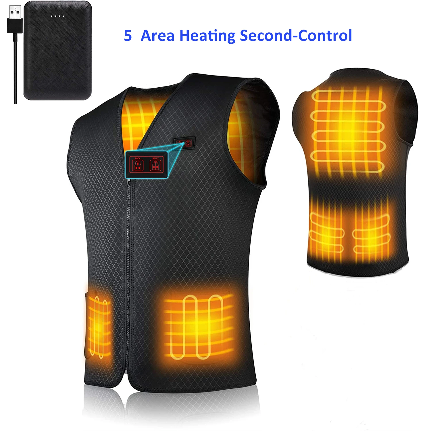 

Men's Lightweight Warming Heated Vest Classic 7V/12V Rechargeable Motorcycle Heated Clothing with Battery Pack