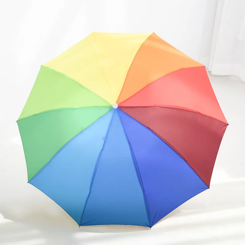 

Custom wholesale rainbow reverse folding umbrella, Colorful