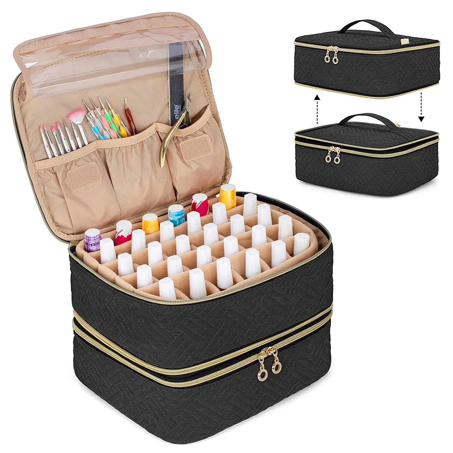 

Customize travel Detachable 2 Layers Nail Polish Organizer for Nail Polish Carrying Case, Customized color