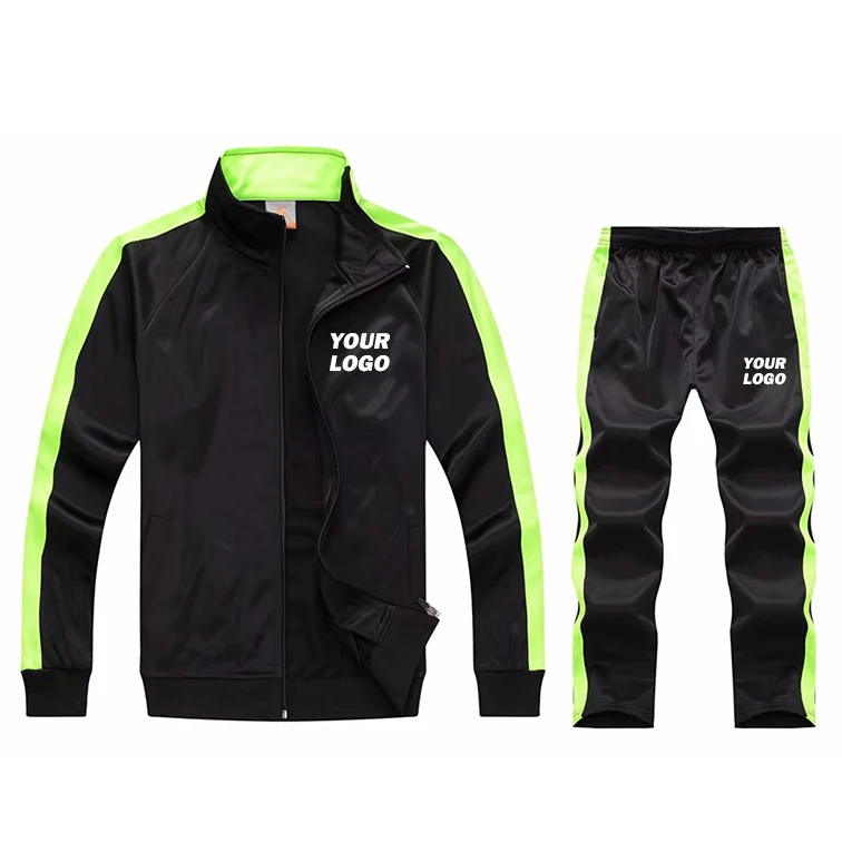 

Blank custom quality Sports Tracksuits / jogging suit men's sportswear jacket set, Blue,green,ming blue,orange,apple green,black,red,yellow,light blue