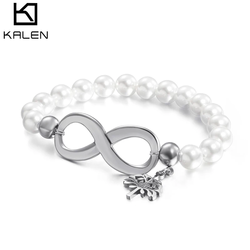 

Chain & Link Bracelets Stainless Steel And Shell Pearl Bracelet Bangle, Silver/gold/rose gold