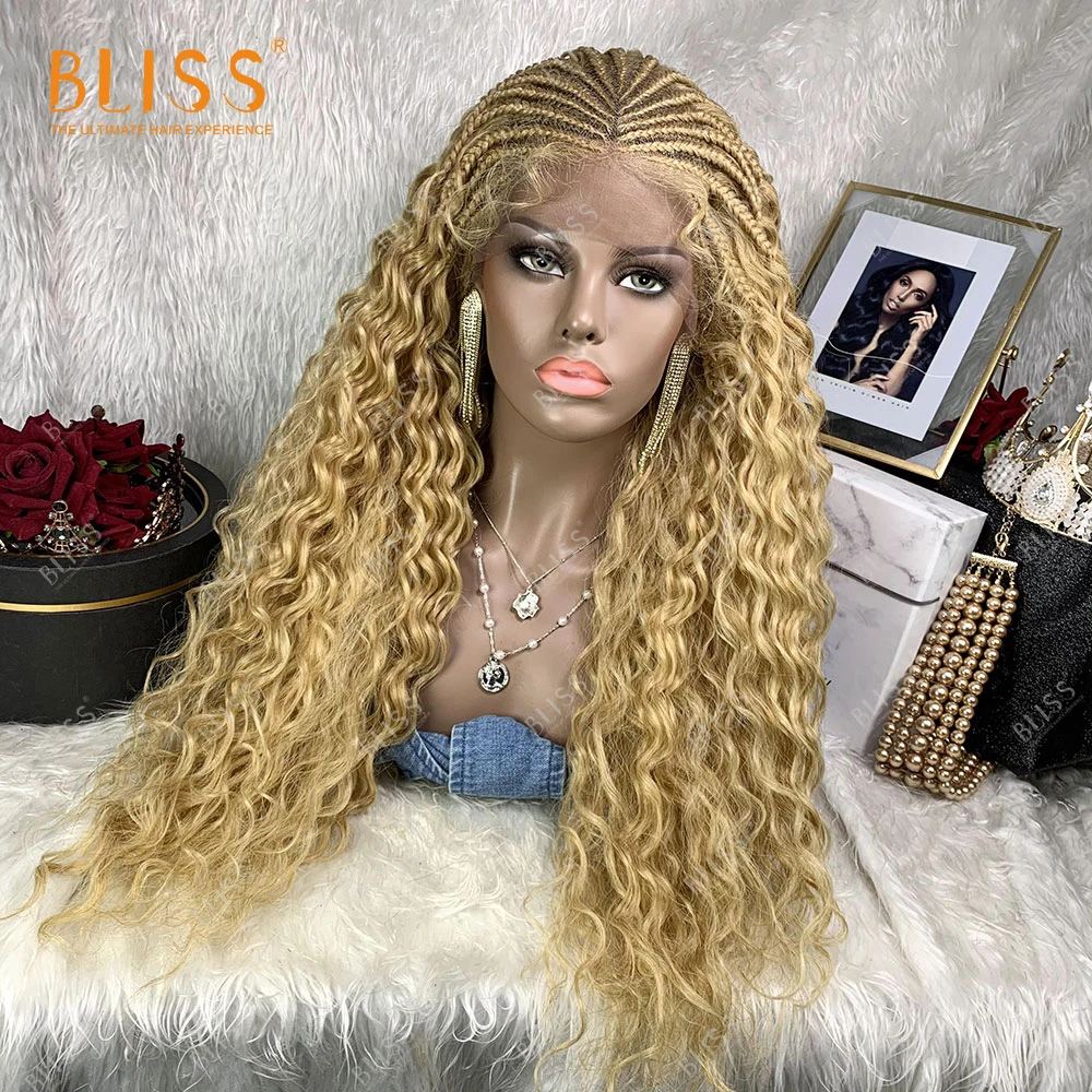 

Bliss Synthetic Hair Wigs Water Wave 613 Blonde Braided Lace Wigs Perruque Tresse Long Curly Braided Lace Wigs For Black Women