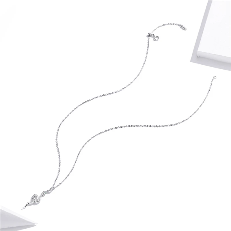 

New Arrival 925 Sterling Silver Charm Radiant Clear Cz Snake Pendant Modern Necklaces