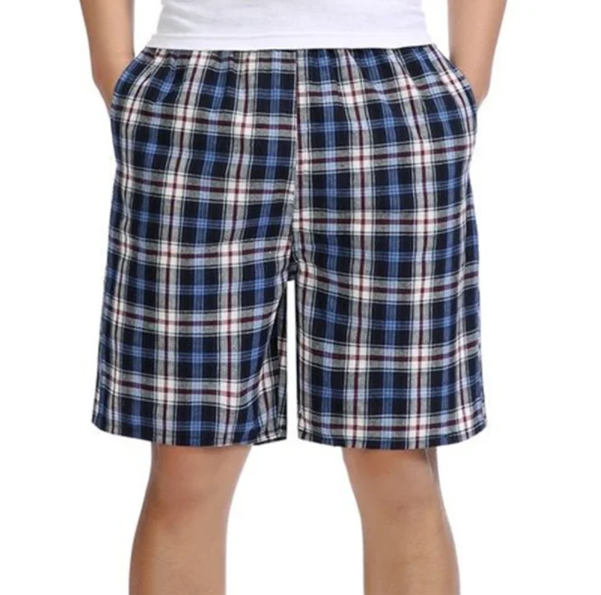 

2021 Summer Plaid Style Elastic Waist Mens Beach Half Pants with Drawstring ZGJ-0262