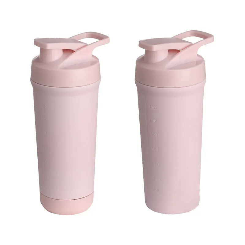 

Pink Sport Gym Water Bottle Mixer Ball Stainless Steel Protein Powder Shaker with Screw Lid, Customized color