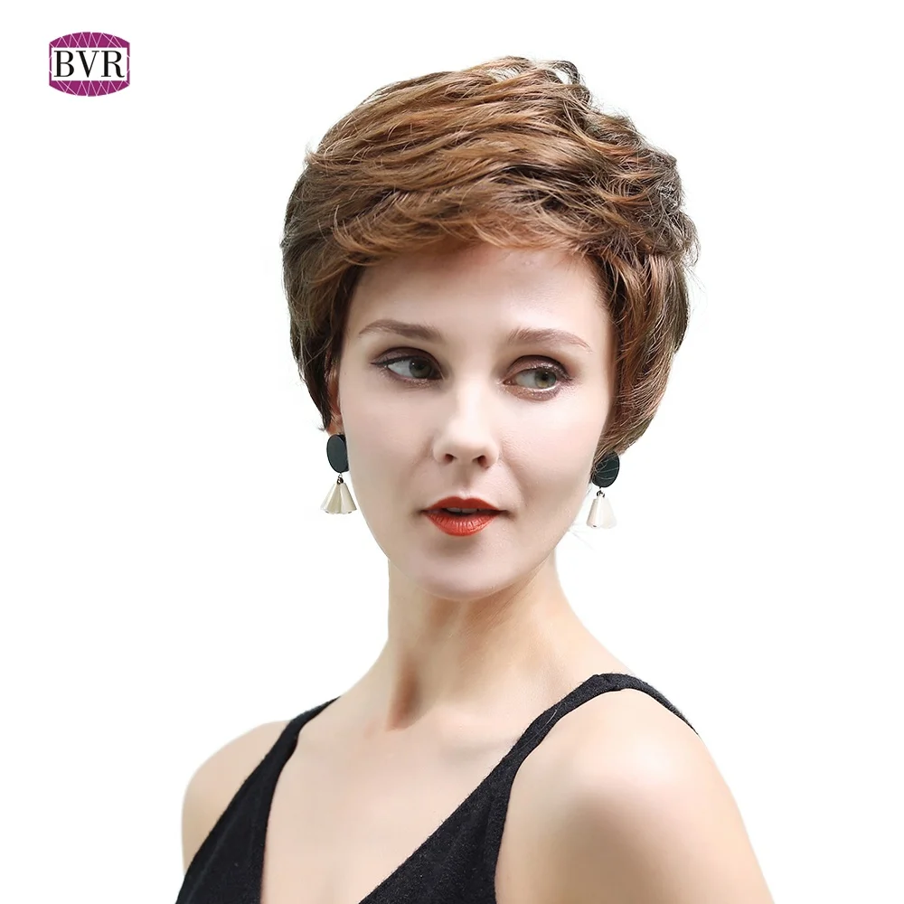 

BVR High Quality Golden Brown Mixed Color 8 Inch Short Bob Human Blended Hair Wigs