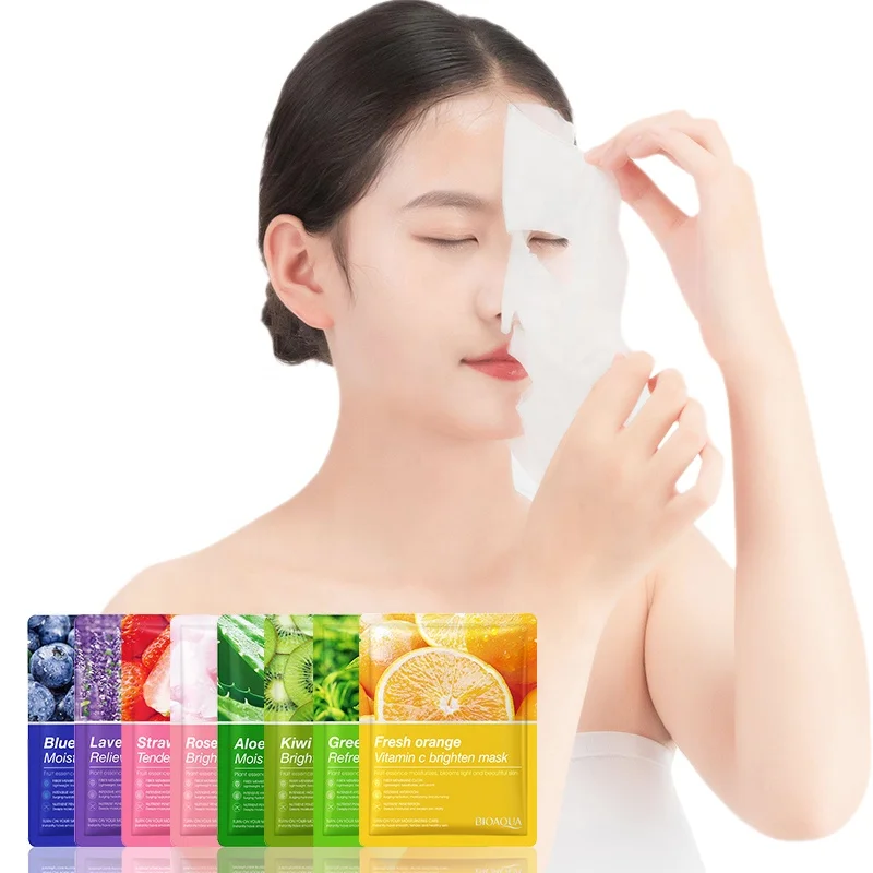 

Bioaqua high quality lavender blueberry strawberry orange aloe green tea rose kiwi deep moisturizing facial masks china made