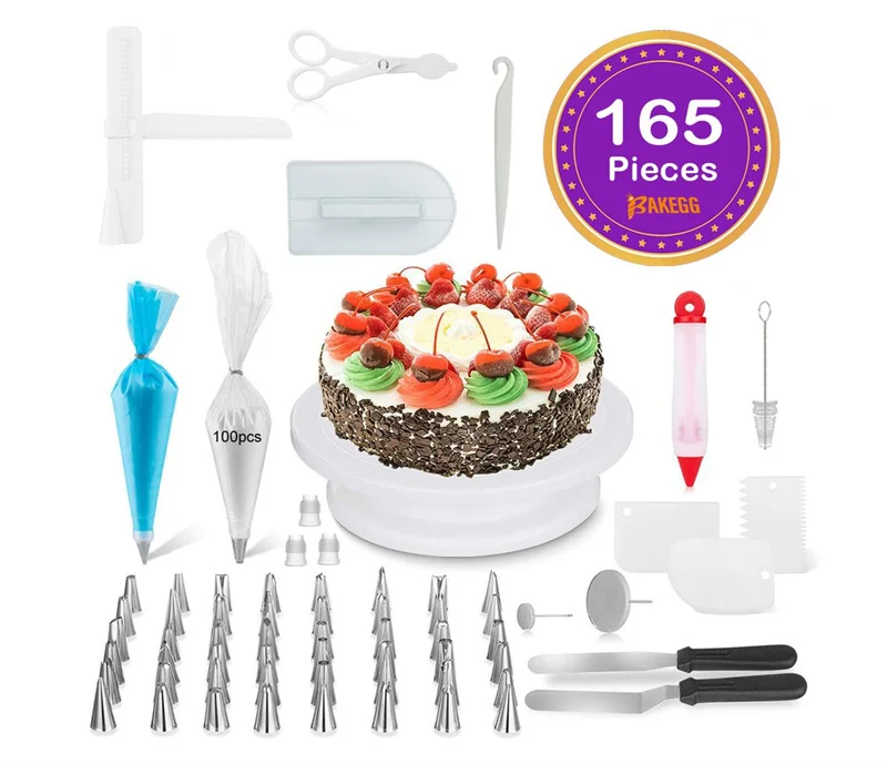 

165pcs Set Cake Decorating Supplies Tips Kits Stainless Steel Baking Supplies Icing Tips with Piping Pastry Bags Baking Tools