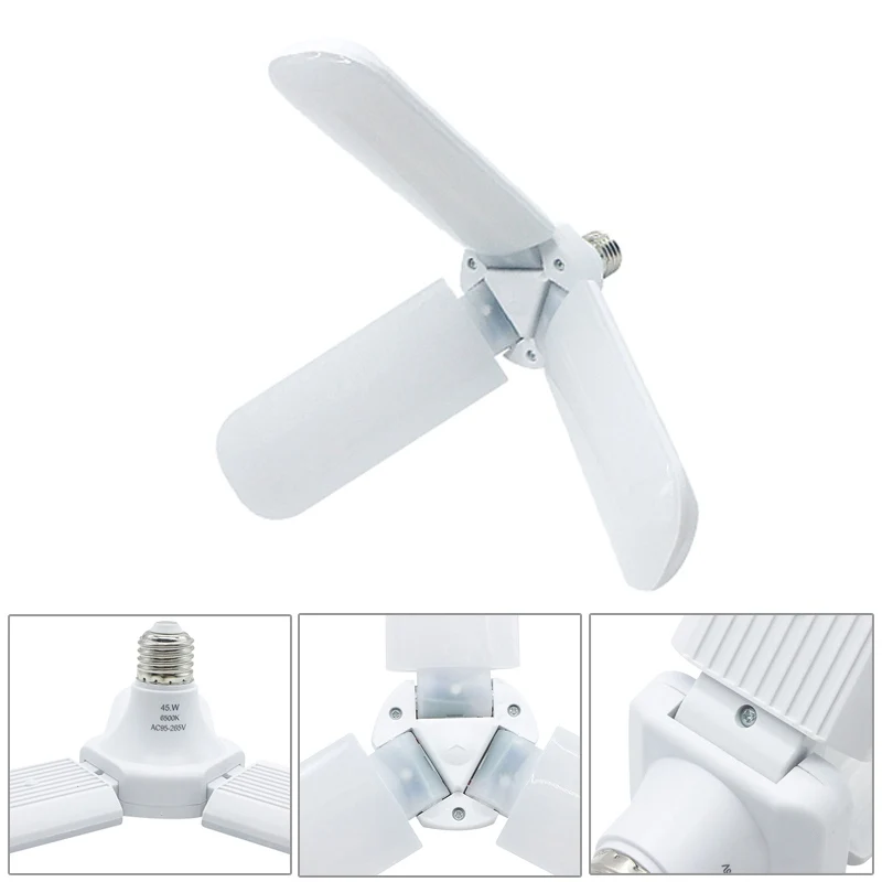 Super Bright Foldable Fan Blade Led Bulb 3 Blade Angle Adjustable ...