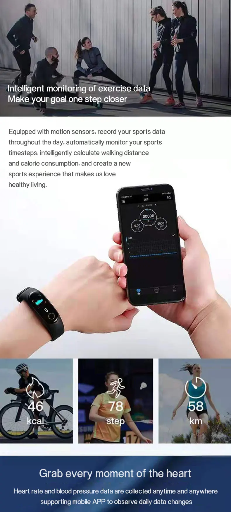 Latest M4 Smart Watch 2019 Sport Bracelet Wristband Waterproof  Low Price Cheap M3 Smart Watch Heart Rate Monitor